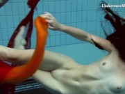 Fedorchuk and Rachinska babes nude underwater lesbos