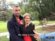 HUNT4K. Pregnant girl in red is tempted with money into pussy-drilling 4/16