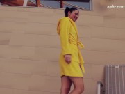 Russian girl swims nude while stripping in the pool 1/16