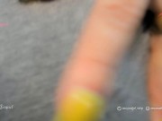 Sexy brunette having an amazing orgasm with her vibrator and squirting in her soaked yoga pants 4/16