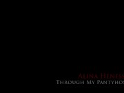 Russian slut Henessy rips open her sheer tights fot easy pussy access 1/16