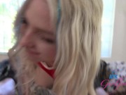 Beautiful and sexy amateur blonde babe Britt Blair sucks your cock to get hard and gets fucked in her pussy POV 8/16