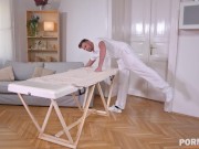 Big Titted Brunette Chloe Lamour Got Her Ass & Pussy Stretched Out by a Masseur 1/16