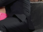 Cute Babe in Sneakers and Pink Skirt Sophia Lux Gets Titty Cumshot After Hardcore Pussy Fucking 1/16