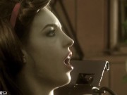 Redhead in White Stockings Riley Shy Got Her Trimmed Pussy Fucked Outdoors by Her Returned Soldier 8/16