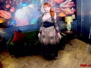 Busty mature redhead RedXXX stuffs her panties into her pussy 1/16