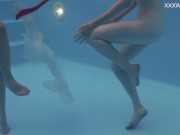 Big tits and small tits Russian pornstars in the pool 10/16