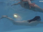 Big tits and small tits Russian pornstars in the pool 12/16