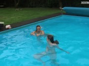 Big tits and small tits Russian pornstars in the pool 14/16