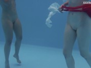 Big tits and small tits Russian pornstars in the pool 8/16