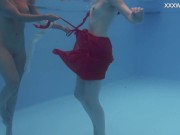 Big tits and small tits Russian pornstars in the pool 9/16
