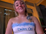 POV teen talks dirty and rides cock 2/16