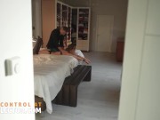 Sexy MILF neighbour Sata Jones gets caught with her masseur and gets banged in POV by two guys 4/16