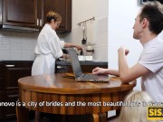 SISPORN. Blonde has sex with stepbro after giving him a sneaky blowjob 9/16