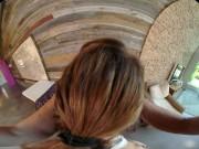 Skinny blonde hairdresser fucks one of her clients in virtual reality 8/16