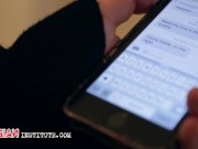 Quickie in the bathroom with a hot brunette in college uniform 1/16