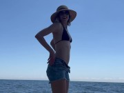 Wife fucks husband and his friend on public beach and gets double creampie / Sloppy seconds 1/16