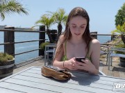 BJRAW Thin brunette Hazel Moore is hungry for a big cock to fuck her throat 3/16