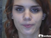 Brunette babe show's her sucking skills on banana 2/16