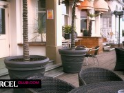 The hot brunette enjoys group sex 1/16