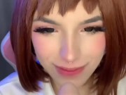 Cosplay Uraraka Ochako sweetly sucks a dildo and jerks off 4/16
