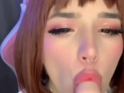 Cosplay Uraraka Ochako sweetly sucks a dildo and jerks off 8/16