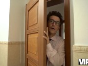 VIP4K. After shower blonde has affair with her boyfriends stepdad 1/16