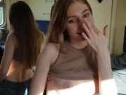 Отпуск Возбужденной Студентки в Поезде. Страстно Накинулась на мой Член и Получила Сперму на Лицо