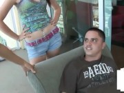 Femdom teens jerk small penis in 3some 4/16