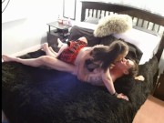 Sexy schoolgirl pegging his tight ass with her strap-on! 5/16