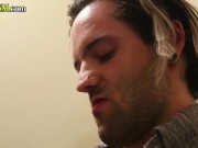 CFNM MILF jerks dude cock in toilet 1/16