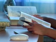 Long Haired Bookworm Anoushka Shows Off Her Big Teen Ass In A Thong! 3/16