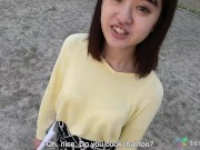 Mari Ozawa strips off her clothes and sucks some cock while she fingers her own pussy in first time on camera sex scene 5/16