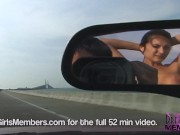Big Tit Brunette Rides Half Naked In My Car