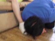 Slave Bobby has to lick Princess Amorela's dirty sneakers clean. 11/16