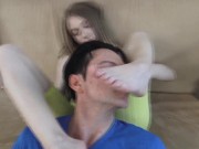 Bobby has to lick teen princess Amorela's cheesy feet while the fairy young mistress keeps in sleeperhold with her leg. 6/16