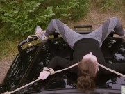 Deeply penetrated anally pleasured BDSM sub beauty on the warm earth receives her doms hard cock 5/16