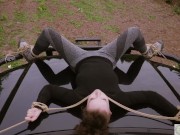 Deeply penetrated anally pleasured BDSM sub beauty on the warm earth receives her doms hard cock 6/16