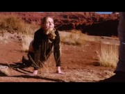 Cock sucking bound submissive revels in ass whipping and rimjob action in red rocky landscape under the hot sun 4/16