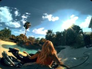 Tattooed blonde with huge tits washes your bike then rides your cock in VR 2/16