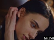 Watch this horny beauty play with her big tits and shaved pussy 2/16