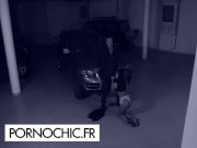 A voyeur enjoy watching a hot brunette taking care of a man in a car park 8/16