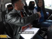 FakeDrivingSchool Hot Black-Haired Babe Rides her Instructor 1/16
