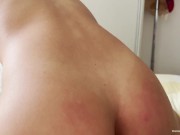 Skinny brunette sucks then rides her boyfriends cock in a homemade video 14/16