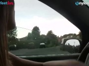 Redhead car stockings upskirt in public 9/16