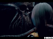 Aliens destroy all holes of Rae Lil Black with a ton of cum 4/16