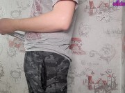 hot wife in leather leggings gets a creampie from a stranger 1/16