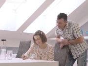 OLD4K. Marina Visconti with natural breasts is drilled by the old man 1/16