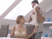 OLD4K. Marina Visconti with natural breasts is drilled by the old man 4/16