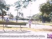 Risky Public Nudity With Short Haired Brunette Freak 7/16